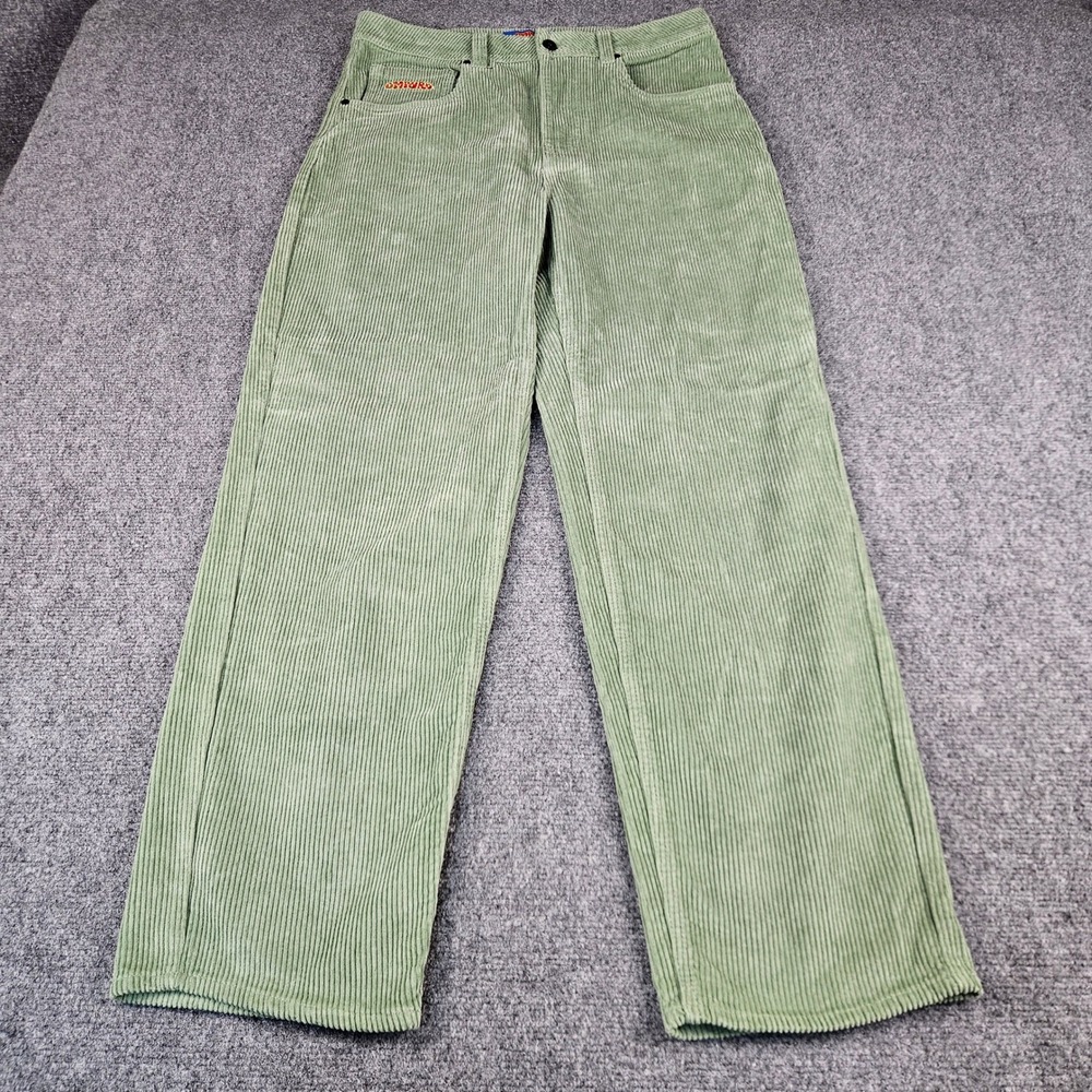 Empyre Relaxed Fit Corduroy Pants Mens 30‎ Sage Green Wide Leg Skate Trousers